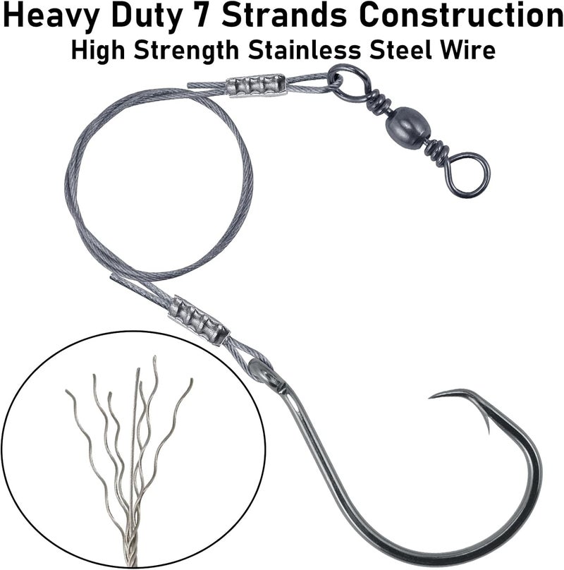 Dr.Fish 30 Pack Circle Hooks Rigs 12" Stainless Steel Wire Leader with 1/0-10/0 Snelled Octopus Hook Saltwater Leader Line Freshwater - Image 5
